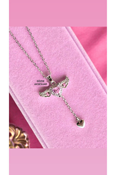 shop SEVGİ MELEĞİ KOLYE GÜMÜŞ RENK ÇELİK PASLANMAZ