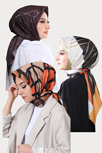 AFVENTE Βαμβακερό κασκόλ με σχέδιο με κλαδιά, μάρμαρο και λουλούδια Αγοράστε 3 πάρτε 2