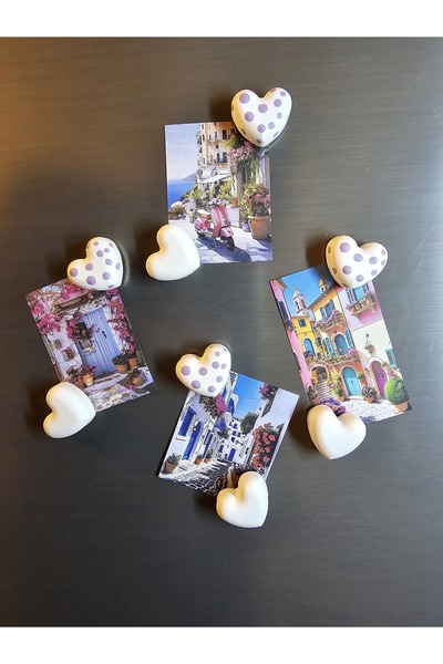 Gamy Crafts Magnet - Buzdolabı Magneti - Buzdolabı Süsü - 8’li Kalpli Magnet ...