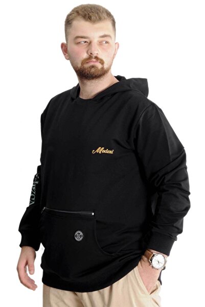 ModeXL Ανδρικό φερμουάρ ιδρώτα μεγάλο μέγεθος - Mode XL Black Mistika 23166