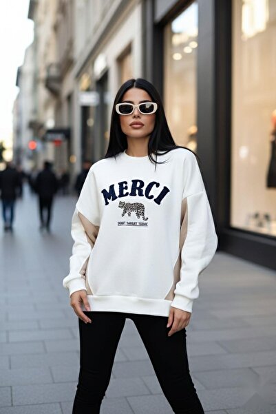 Mossta Tiger Embroidered Raised Sweat White