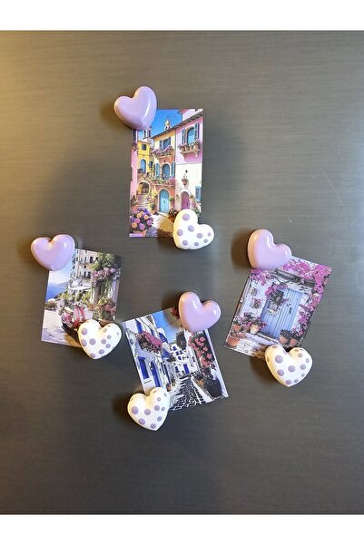 Gamy Crafts Magnet - Buzdolabı Magneti - Buzdolabı Süsü - 8’li Kalpli Magnet - Sevgililer Günü Hediyesi