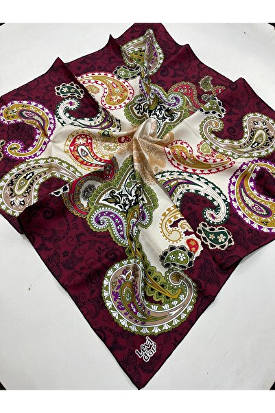 Levidor Bordo Tivil İpek Eşarp Outlet IST 1010 - 19 Karışık Desen