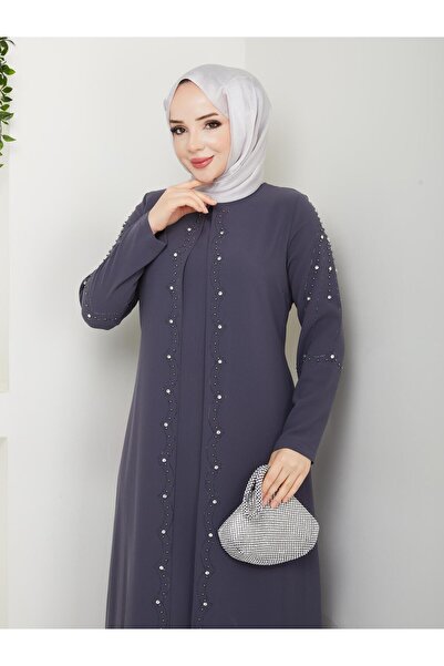 ESLEMNUR Büyük Beden Tam Boy Pelerinli Anne Elbisesi