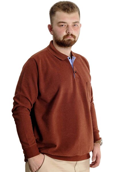 ModeXL Mode Xl Large Size Men's Sweat Polo Thessaloniki Basic 20441 Cinnamon