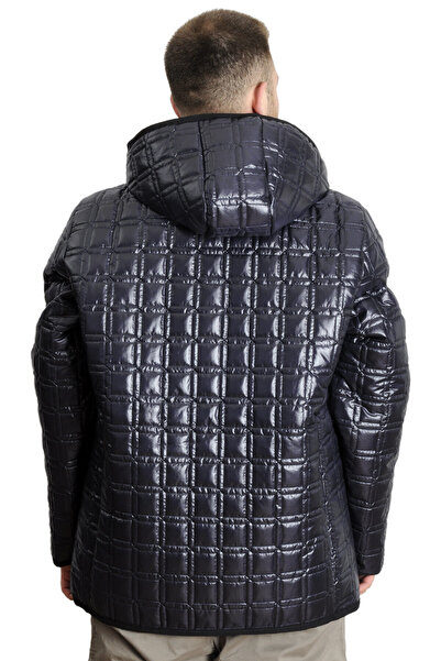 ModeXL Mode XL Ανδρικό παλτό με κουκούλα με καπιτονέ 23638 Navy Blue