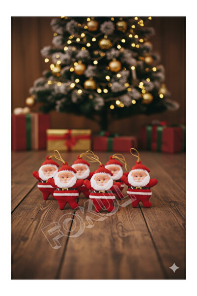FOKUL Christmas Tree Ornament 6 Pieces Santa Claus Ornament Christmas Figure Set of 6 Red Christmas Tree Santa Claus Ornament
