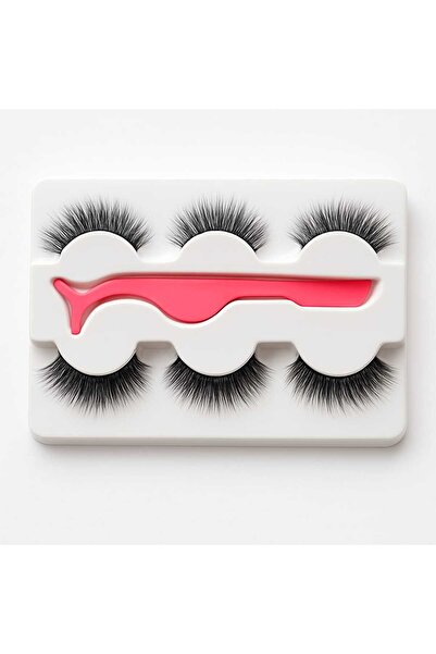 Genel Markalar İpek Takma Kirpik 3 Çift + Kirpik Takma Aparatı 3D-Y05