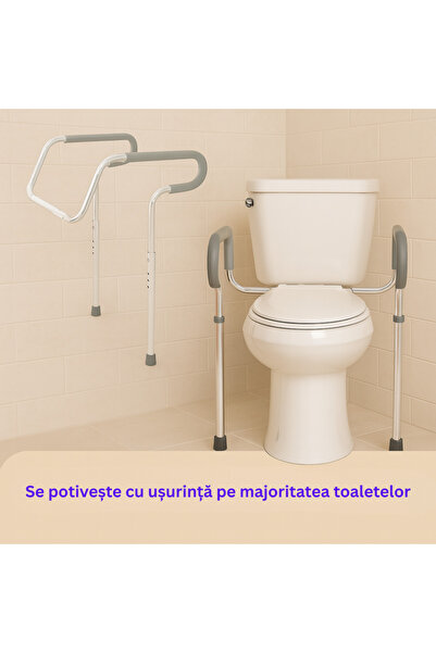 OEM Cadru de sprijin, Asistenta toaleta, Pentru persoane cu dificultati de miscare, Suporta 100Kg, Metal
