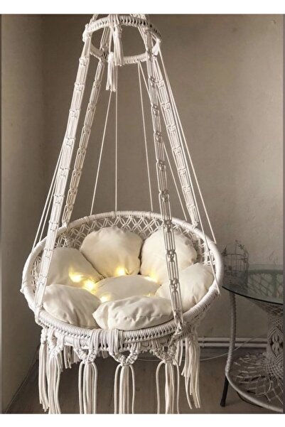 Hümasalıncak Krem Makrome Salıncak