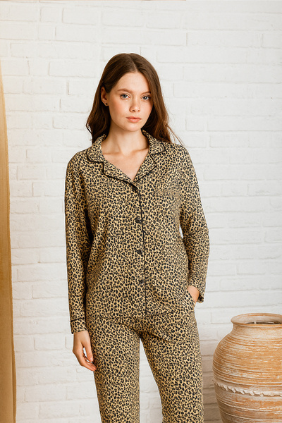 nisaNCa Χειμερινό σετ γυναικείας πιτζάμας με λεοπάρ σχέδιο με θέμα την Πρωτοχρονιά