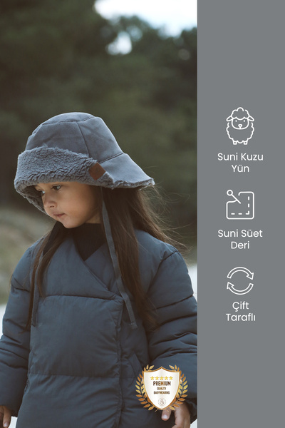 ilays beauty İthal Kuzu Süet Bağcıklı Kışlık Bucket Şapka