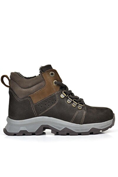 Rakerplus Genuine Leather Brown Zippered Trekking Kids Boots
