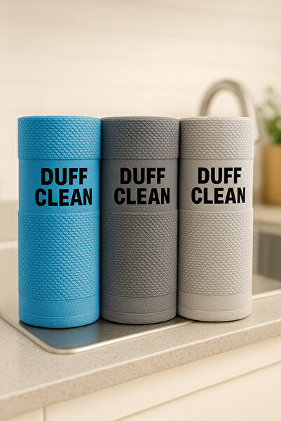 DUFF CLEAN 3'lü Mikrofiber Temizlik Bezi, Cam, Araba, Mutfak, Fiber Temizleme Bezi (40 X 60 Cm)