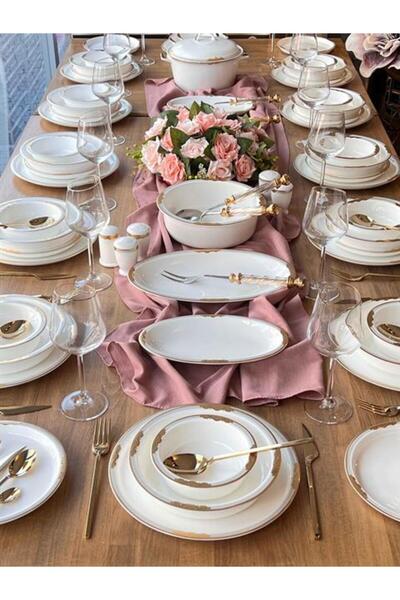 ROSSEV Yemek Takımı Eser-i Golda 162 Parça 12 Kişilik
