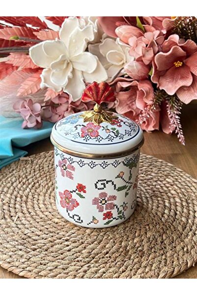 ROSSEV Vintage Emaye Kavanoz-12 Cm