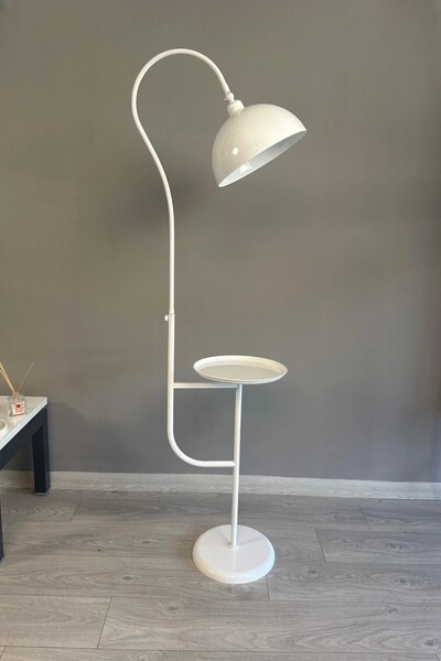 Bamyum Beyaz Lambader Modern Dekoratif Metal Oturma Odası Çalışma Odası Zemin Lambası