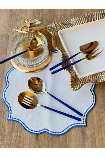 ROSSEV Allegra Blue Gold 5 Piece Serving Spoon Set