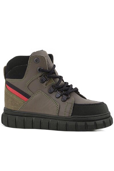 Rakerplus Genuine Leather Khaki Green Zippered Boys' Boots