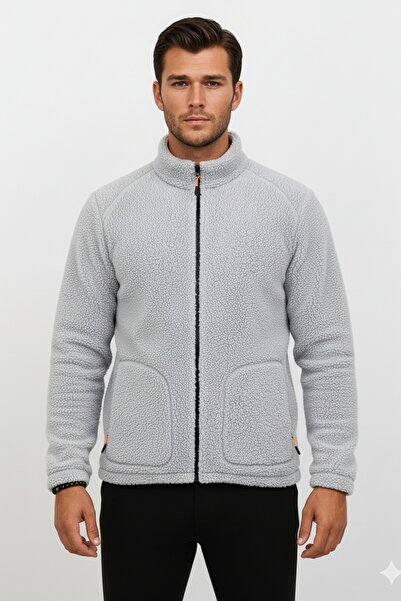 OXVİN Softshell Wool Plush Fur Lamb Welsoft Jacket with Bone Zipper and 3 Pockets Detail (Full Size)