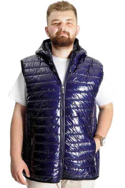 ModeXL Mode Xl Large Size Men's Vest Hooded Quilted 23707 Indigo