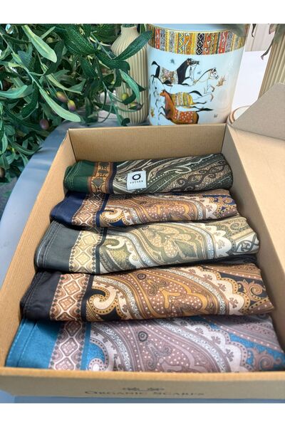 Oxygen Scarfs Šátek z bavlněného hedvábí s etnickým vzorem En 5 – výhodná sada