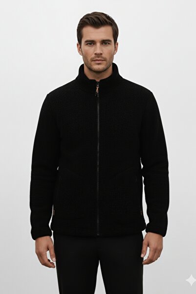 OXVİN Softshell Wool Plush Fur Lamb Welsoft Jacket with Bone Zipper and 3 Pockets Detail (Full Size)