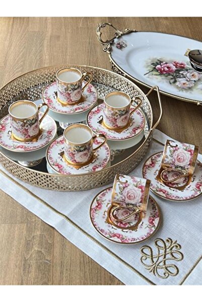ROSSEV Türk Kahve Fincanı 24K Sultan 6 Kişilik 12 Parça