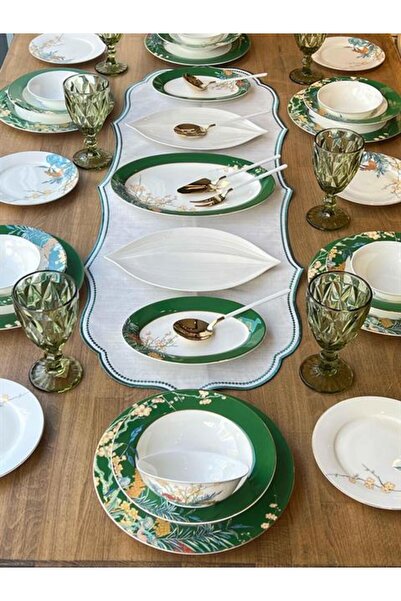 ROSSEV Yemek Takımı Floral green 41  Parça 6 Kişilik