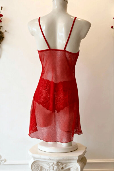 Gece İncisi File ve Dantel Detaylı Gecelik-GC1781