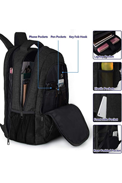 halber Rucsac Laptop, halber, Pro, Style & Storage Plus, 17.3 inch, Negru