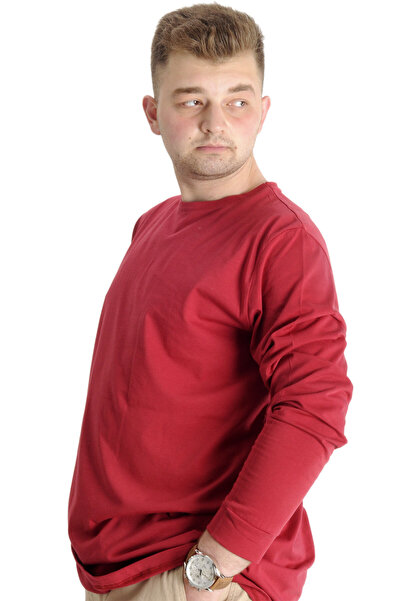 ModeXL Mode XL Large Size Men's T-shirt Long Sleeve with Cuffs 20103 Claret Red