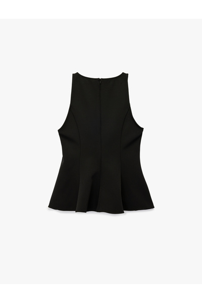 Koton Slim Fit Sleeveless Crew Neck Peplum Blouse