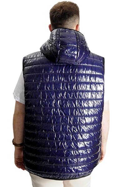 ModeXL Mode Xl Large Size Men's Vest Hooded Quilted 23707 Indigo