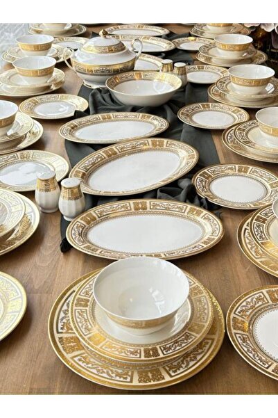 ROY KING Yemek Takımı Devran 61 Parça 12 Kişilik 24K Altın