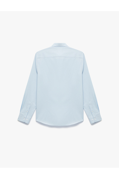 Koton Κλασικό πουκάμισο με μισό ιταλικό γιακά με μακρύ μανίκι και λεπτή εφαρμογή