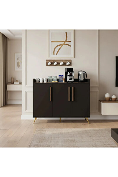 Stylish Home Black and brown coffee corner cabinet - RC07