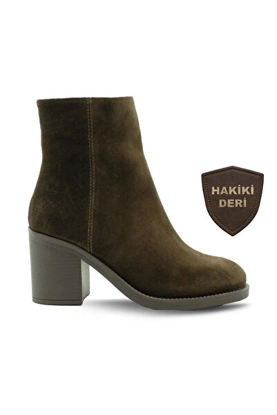 Vario Genuine Leather Zippered Rubber Sole Boots Z590 Yarma Suet Brown 490 C63 (Split Suede Brown)