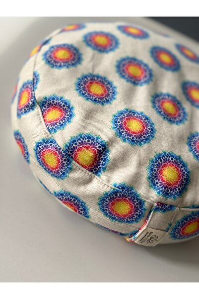 SUNYOGA Подушка для медитації Zafu з наповнювачем з чорного гречаного зерна, багатоколірний мандала-візерунок