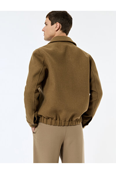 Koton Long Sleeve Pocket Zipper Shirt Collar Cashmere Bomber Jacket