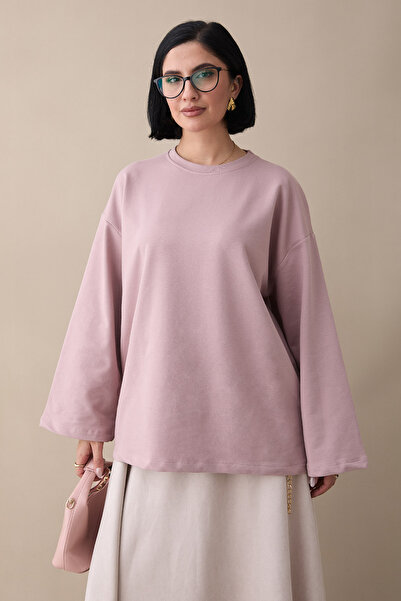 InStyle Oversized Wide Sleeve Dusty Rose Sweatshirt