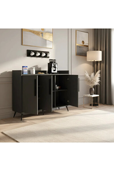 Stylish Home Black and gray coffee corner unit including wall shelf - RC07