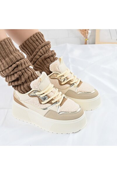 Tmall Pantofi Sport De Dama,Cu Platforma,Din piele ecologica intoarsa,D1409,Bej