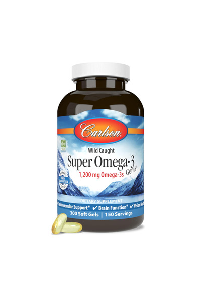 Carlson Super Omega-3 Gems, 1200 Mg Omega-3, Epa, Dha, Wild-caught Norwegian Fish Oil 300 Soft Gels