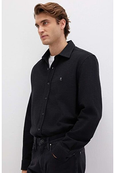 Mavi 0211789 m Logo Embroidered Knitted Men's Shirt Black