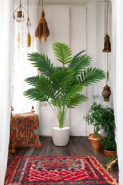 SY Vista Yapay Palmiye - Areka Palmiyesi 18 Adet Yaprak - Doğal Görünüm 1.1 M...