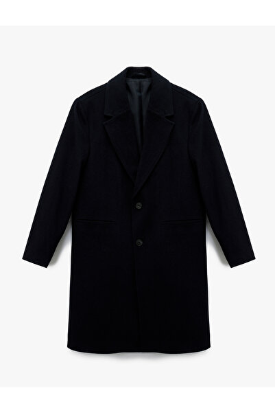 Koton Μακρύ παλτό με κασμίρ με διπλό πέτο γιακά και τσέπες με κουμπιά