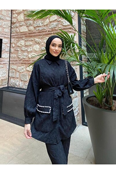 comstar Set de damă, jacquard, cu centură în talie, cu buzunar, cu fundul de piatră