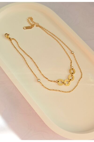 MİLUNXTE Steel Roman Numeral Double Chain Anklet-Modern and Elegant Women's A...