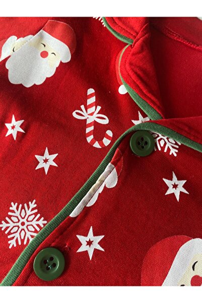 minilovebaby New Year Baby Pajamas Set Santa Claus Printed Red 100% Cotton with Santa Claus Hat